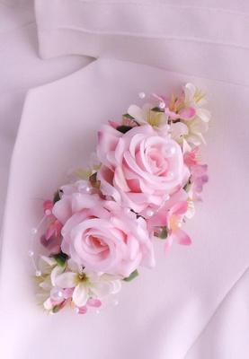 svatební brož "Růžová s bílou" - Obrázok č. 1